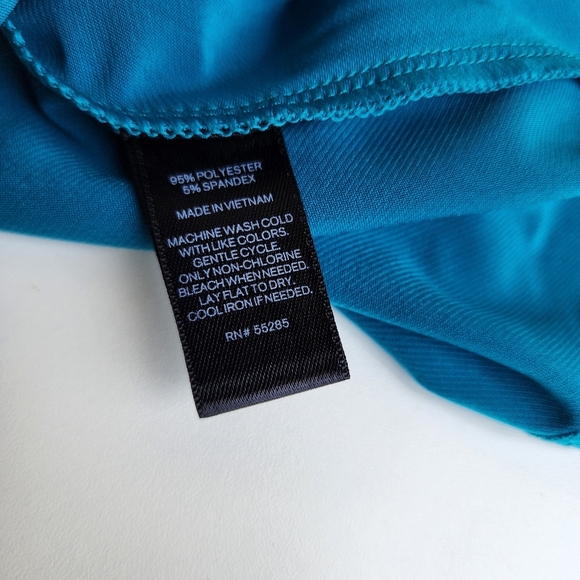 Express Mini Dress Womens Teal Ruffle Cold Shoulder Party Date Night  Stretch XS - Picture 12 of 12